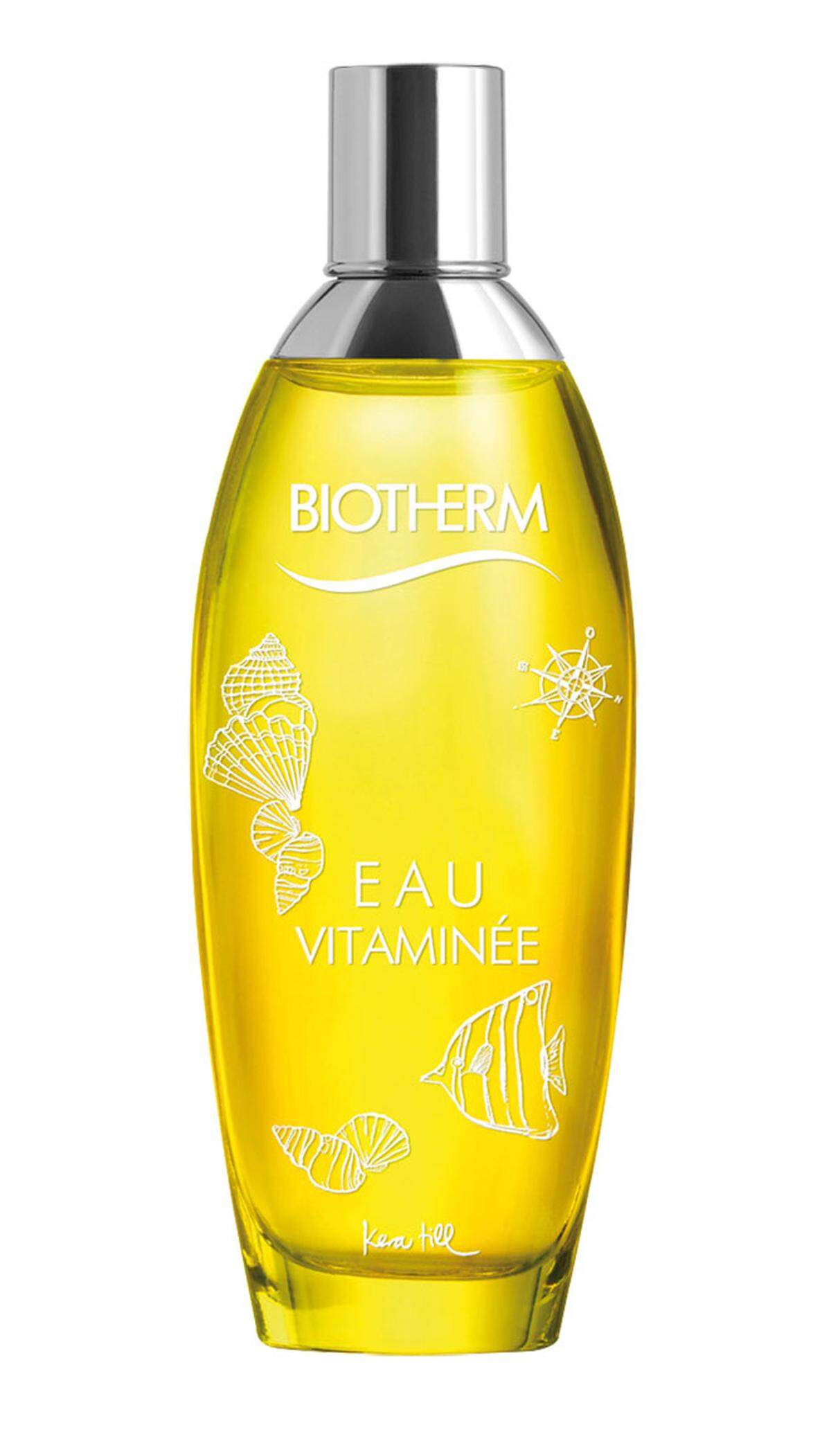 Der erfrischende Körperspray Eau Vitaminée (in limitierter Edition von Kera Till) von Biotherm erfrischt mit Zitrus-Nuancen. Preis: ca. 42 Euro/100 ml.