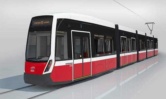 Visualisierung der neuen Flexity-Straßenbahn. 