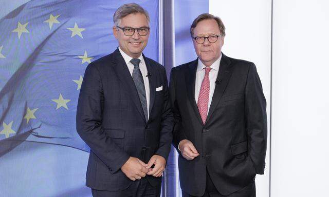 Finanzminister Magnus Brunner und Erste Group-CEO Willi Cernko unterhielten sich über die Zukunft Europas.