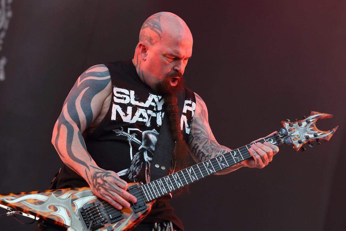 Am Freitag (13. Juni) wärmen Sepultura, Phil Anselmo & The Illegals und Black Stone Cherry für die Headliner der Red Stage auf: Die heißen heuer Slayer (im Bild; 21 Uhr) und Volbeat (22.55 Uhr).