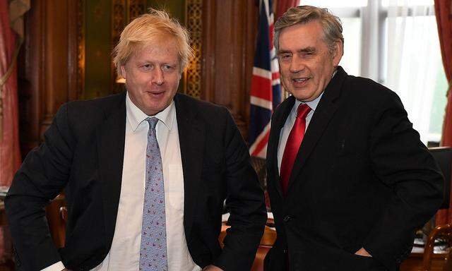 . 16/05/2018. London, United Kingdom. Boris Johnson meets with Gordon Brown. The Foreign Secretary Boris Johnson meets w