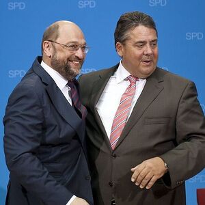 SPD-Chef Sigmar Gabriel mit Spitzenikandidat Martin Schulz