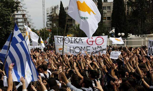 Students take part in anti-Troika protest in Nicosia