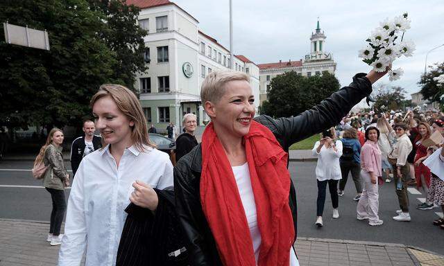 Archivbild der belarussischen Oppositionspolitikerin Maria Kolesnikowa von Ende August. Sie soll aber auch am vergangenen Wochenende bei den Protesten in Minsk dabei gewesen sein.