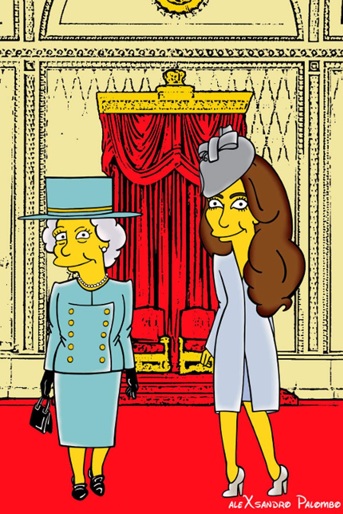 Auch Queen Elizabeth II macht ganz in Gelb neben der Herzogin eine gute Figur.