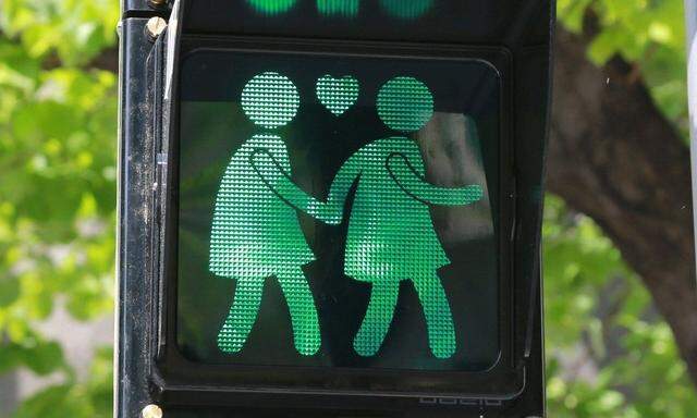 Wiener Ampel Paerchen Homo und Hetero Paare Vienna traffic lights with gay couples