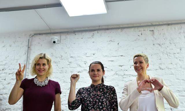 Drei Frauen kämpfen für die Freiheit von Belarus: Veronika Zepkalo, Swetlana Tichanowskaja und Maria Kolesnikowa (v.l.n.r.) auf einer Fotografie aus dem Juli 2020. 