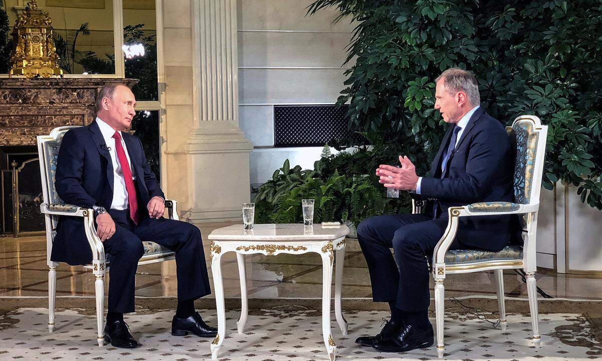 ORF-Interview in Moskau. Russlands Präsident, Wladimir Putin, im Gespräch mit „ZiB 2“-Moderator Armin Wolf. 