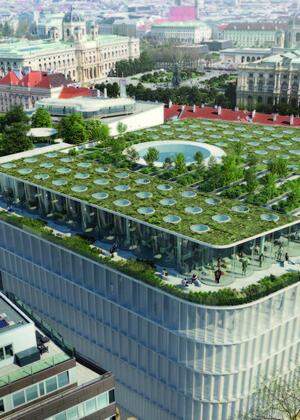 Über den Dächern Wiens soll bis 2023 ein 1000 Quadratmeter großer öffentlich zugänglicher Park entstehen.