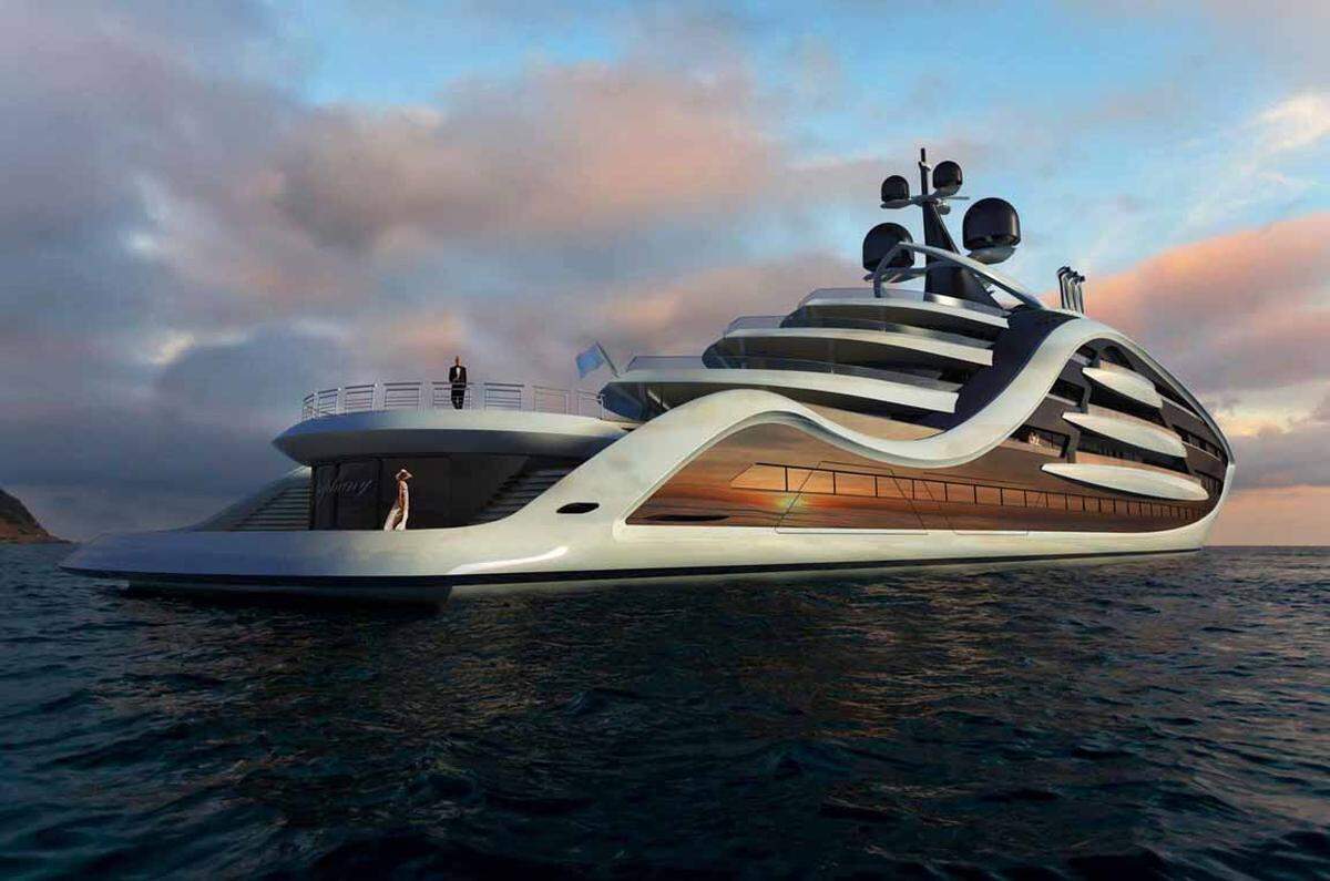 Klassisch aber ausgeklügelt: Simple Formen aber grafische Details hat Designer Andy Waugh bei seinem Entwurf "Epiphany", einer 130 Meter langen Superyacht, einfließen lassen.  