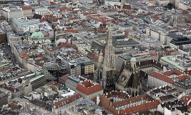 File photo of St. Stephen's cathedral seen in an aerial photo of Vienna