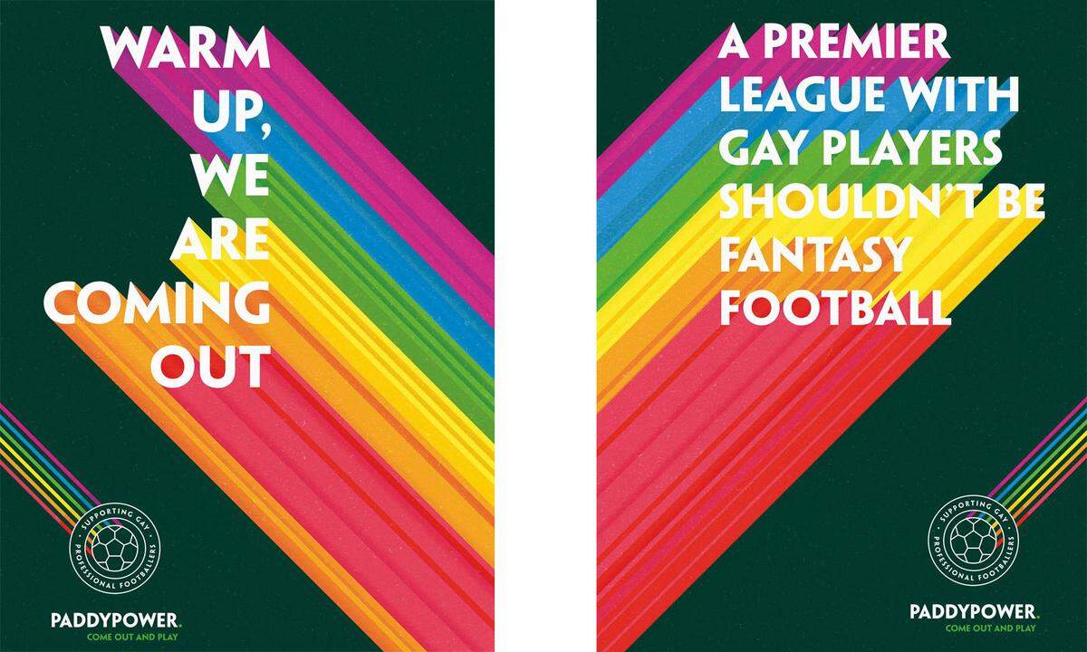 Die queere Community in Großbritannien macht mit verschiedenen Plakaten auf den Umstand aufmerksam, dass sich noch kein Profi-Fußballspieler geoutet hat.