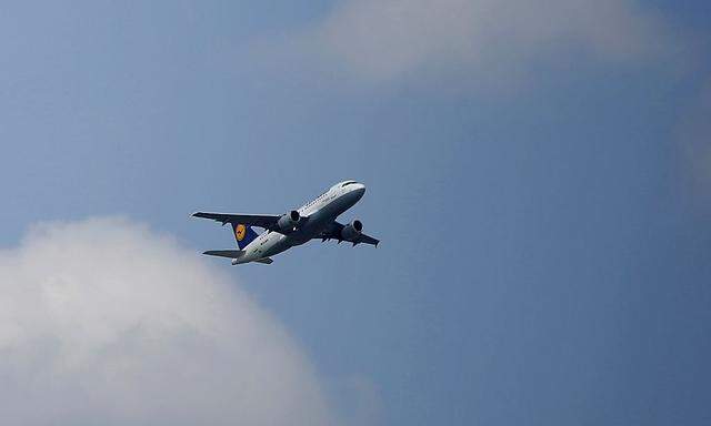 A Lufthansa aircraft takes off from the Fraport airport in Frankfurt