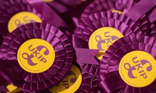 Rosettes are displayed during the UK Independence Party spring conference in Margate