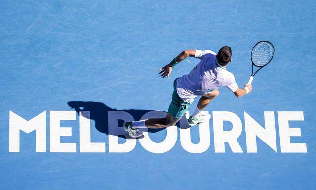 MELBOURNE, VIC - FEBRUARY 10: Novak Djokovic of Serbia in action during round 2 of the 2021 Australian Open on February