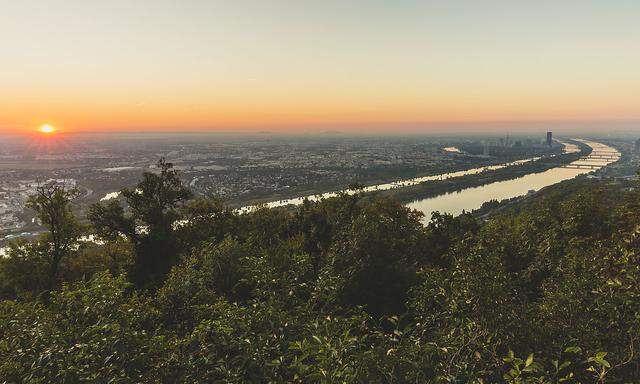 Der Blick vom Kahlenberg auf Wien und die Donau