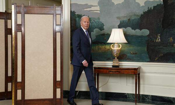 US-Präsident Joe Biden bei seinem Statement im Weißen Haus am Donnerstagabend. 