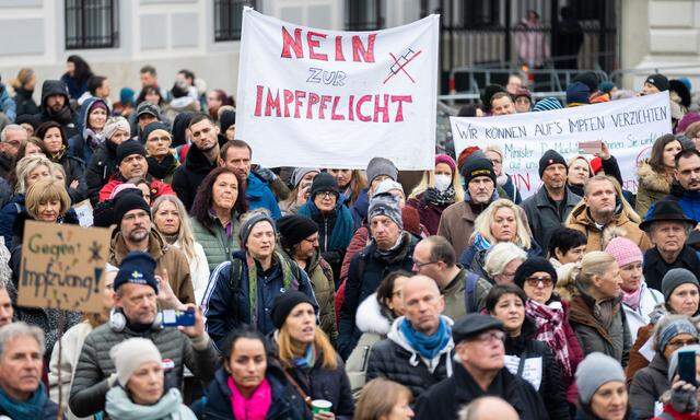 Protest gegen die Impfpflicht am 14. November in Wien.  