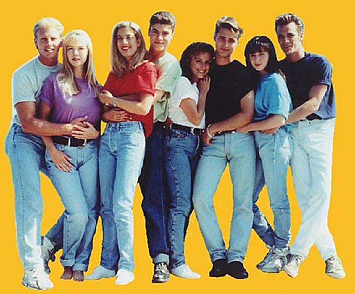 Bekannte Gesichter aus Kalifornien: „Beverly Hills 90210“ lief im Oktober 1992 zum ersten Mal im deutschen Fernsehen. Es folgten 296 Folgen in zehn Staffeln. Der Tenor: Auch reiche Kids haben Probleme.