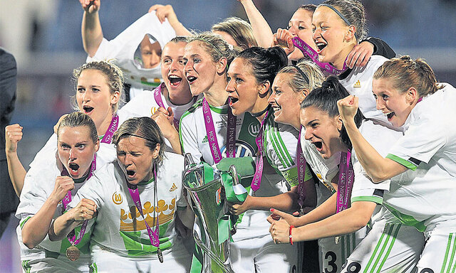 Bei den Wolfsburgerinnen wird Jubel langsam zur Gewohnheit: Im Mai verteidigten sie als erstes deutsches Team den Champions-League-Titel.