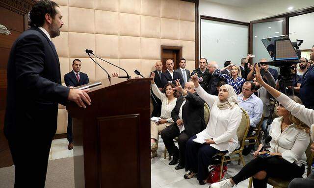 Archivbild vom libanesischen Ministerpräsidenten Saad Hariri bei einer Pressekonferenz.