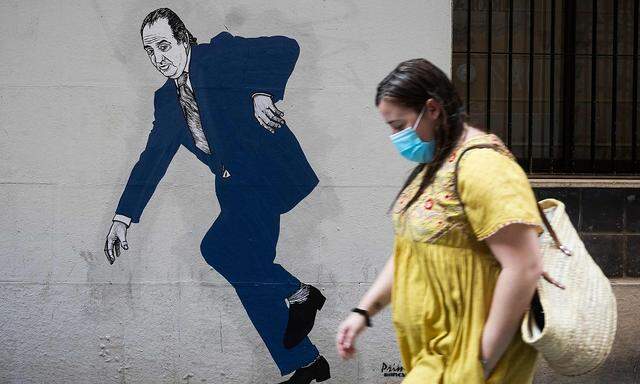 Ein Ex-Monarch auf der Flucht. Eine Wandzeichnung des früheren Königs Juan Carlos in der spanischen Stadt Valencia.