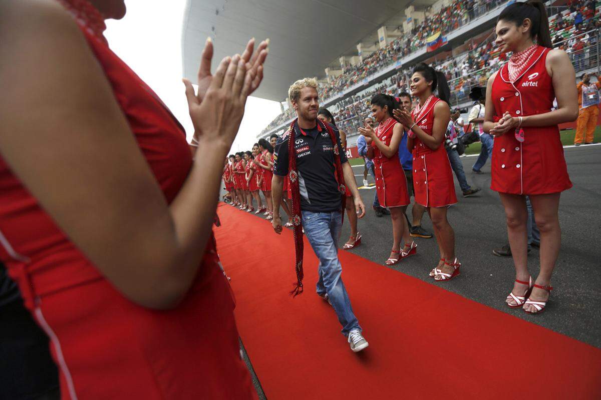 Auch als noch dreifacher Weltmeister wurde Sebastian Vettel in Indien ein würdiger Empfang bereitet.