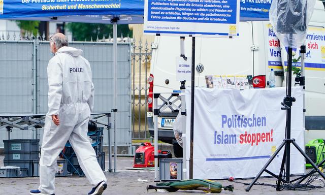 An diesem Stand in Mannheim attackierte am Freitag ein 25-jähriger Afghane mehrere Personen, darunter einen Polizisten.