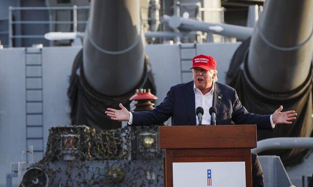 Republican Presidential Candidate Donald Trump Rally Aboard The USS Iowa