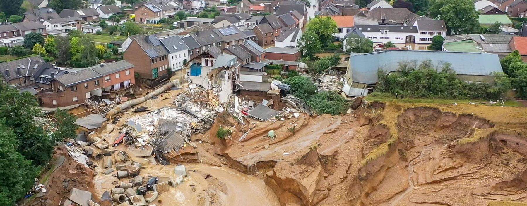 Das Gebiet um Erftstadt-Blessem wurde von der Flut schwer getroffen