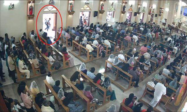 Ein Bild einer Überwachungskamera: Einer der Attenttäter betritt die Kirche in Negombo. 