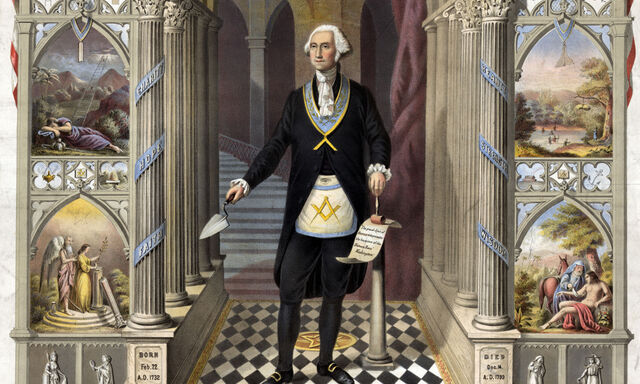 George Washington vollzog die Grundsteinlegung des Kapitols nach freimaurerischem Ritus, bekleidet mit dem traditionellen Schurz.