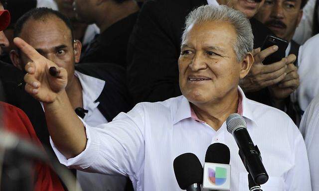 Ceren speaks to the media after casting his vote in a presidential election runoff in San Salvador