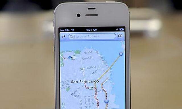 An iPhone5 is displayed at an Apple Store in San Francisco