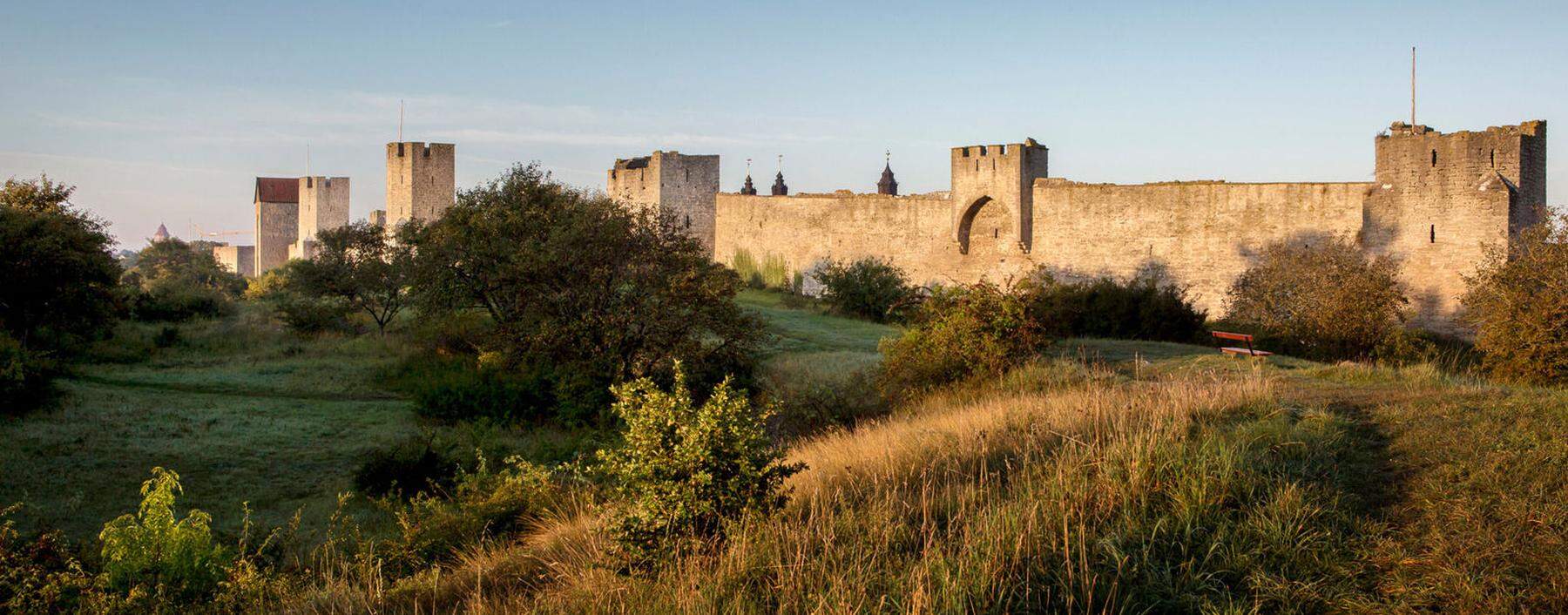 Die Stadtmauer von Visby kann man in einer Stunde umwandern.