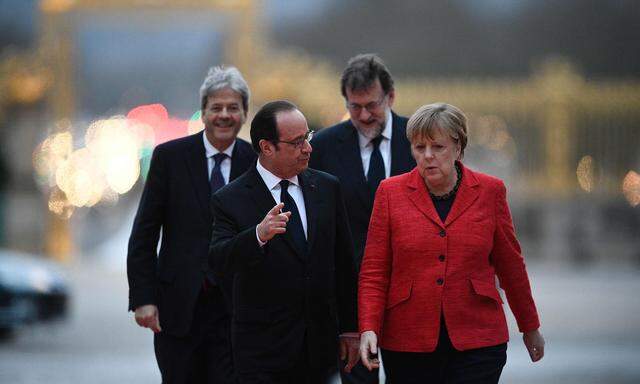 Paolo Gentiloni, Francois Hollande, Mariano Rajoy und Angela Merkel