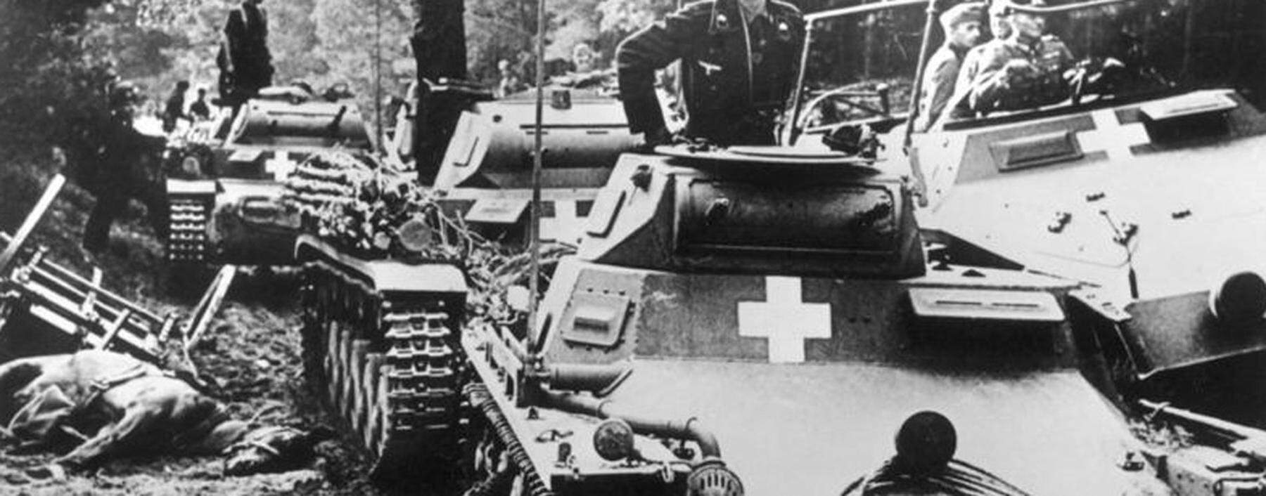Deutsche Panzereinheit am Fluß Brahe (Brda)