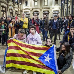 Wahl in Katalonien December 21 2017 Barcelona Catalunya Spain Supporters of Esquerra Republic