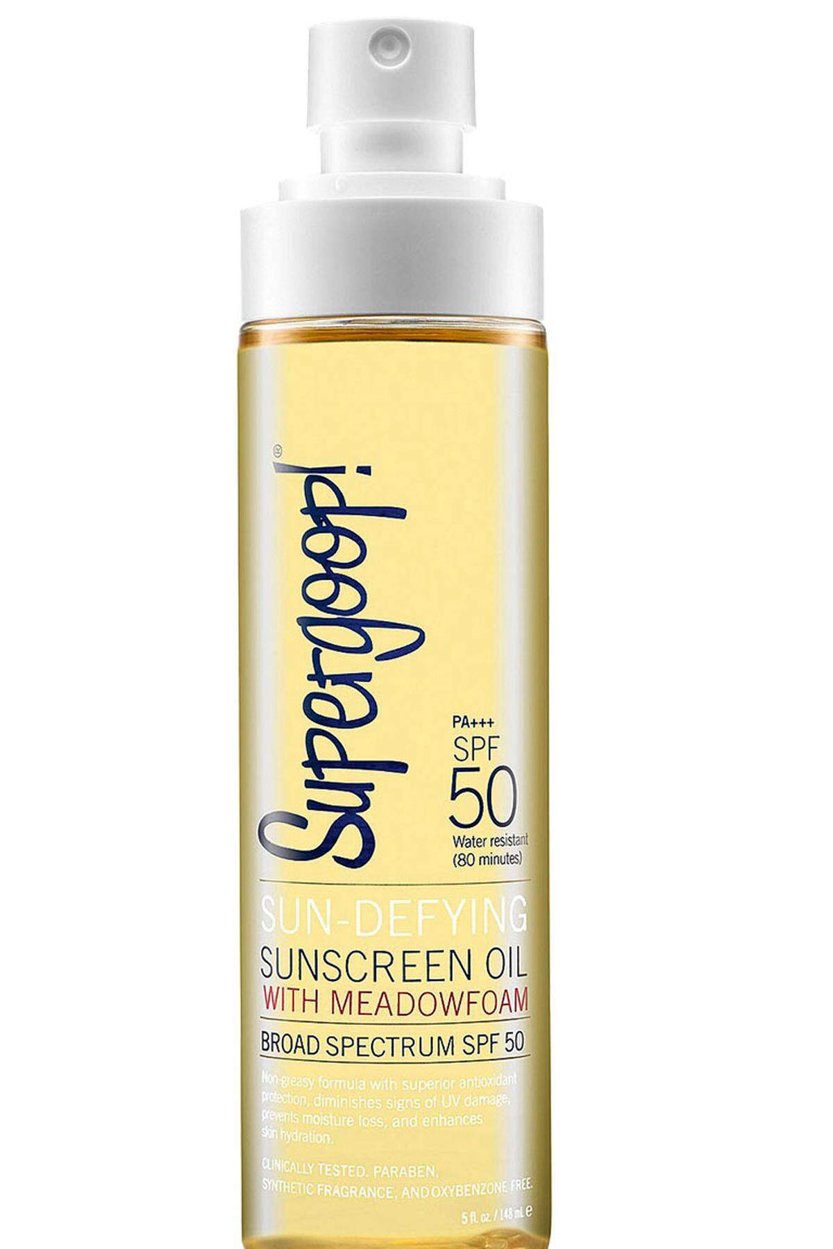 Sun-Defying Sunscreen Oil von Supergoop um 12 Euro über niche-beauty.at