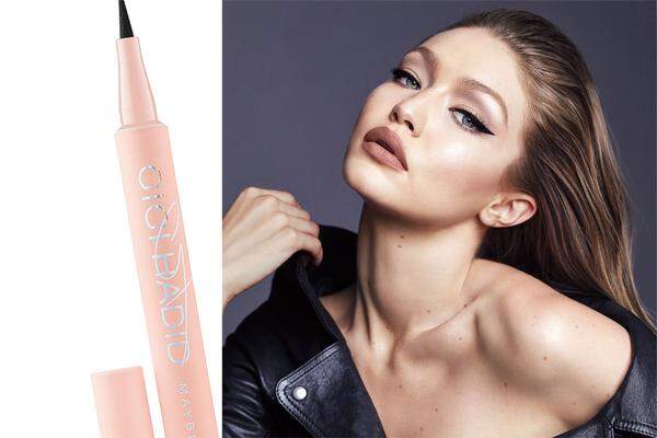 Ebenso schön wie Social-Media-effizient mit ihren 38,1 Millionen Insta­gram-Fans ist Gigi Hadid. Für Maybelline New York entwickelte das Model eine Make-up-Kollektion, die von West- und Ostküstenvibes inspiriert ist. Oben: der flüssige Eyeliner aus ihrer „East Coast“-Linie.