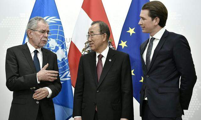 Alexander Van der Bellen, Ban Ki-moon, Sebastian Kurz 