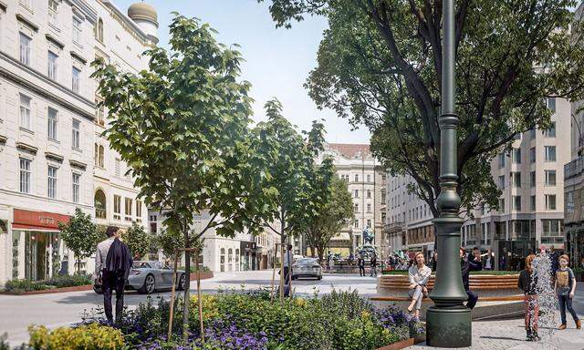 Große Platanen sollen einen der zentralsten Plätze Wiens begrünen und abkühlen.
