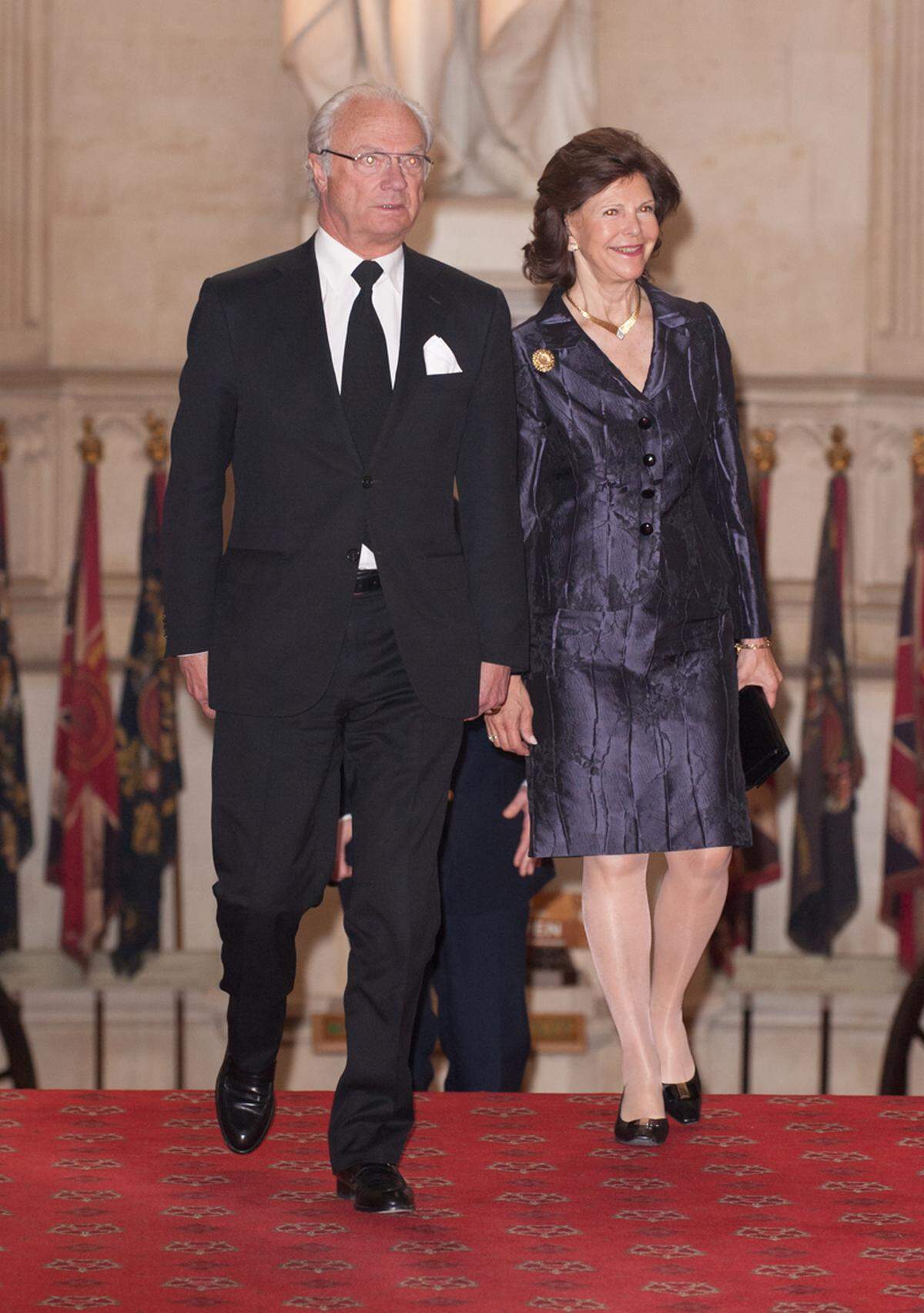 Königin Silvia und König Carl Gustaf von Schweden ließen sich den Lunch in Windsor Castle ebenfalls nicht entgehen.