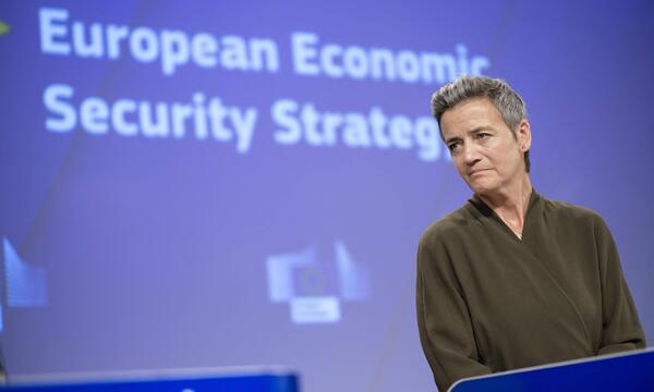 Margrethe Vestager am Dienstag bei ihrem wohl letzten öffentlichen Auftritt als Vizepräsidentin der Kommission.