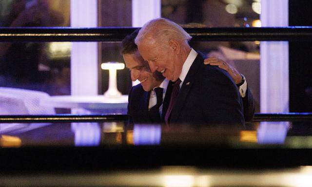 Joe Biden (re.) empfing Emmanuel Macron in Washington.