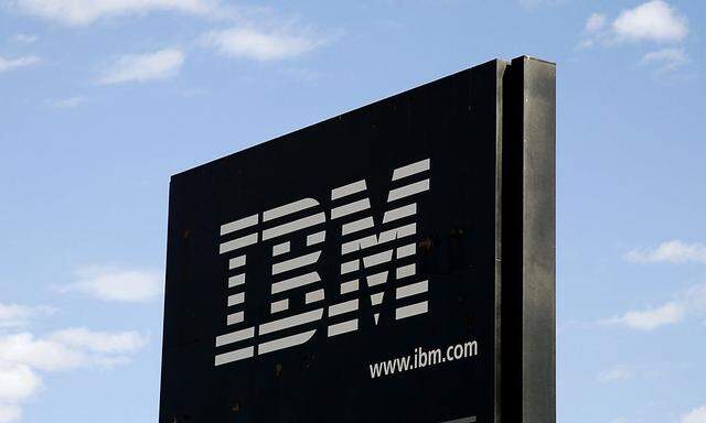 File photo of the company logo at the IBM facility near Boulder, Colarado