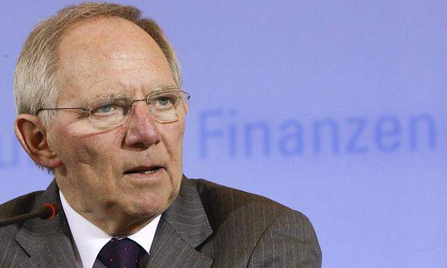 German Finance Minister Schaeuble speaks during news conference in Berlin