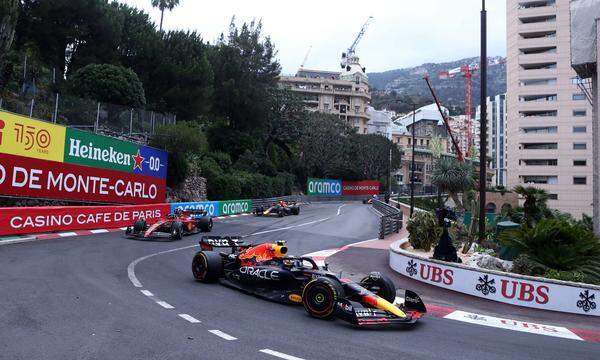 Formula 1 - Monaco Grand Prix 2022 Sergio Perez of Red Bull Racing , Carlos Sainz of Scuderia Ferrari and Max Verstappe