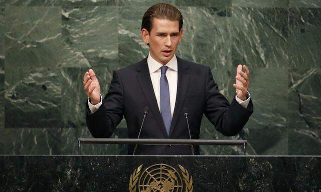 Austrian Foreign Minister Sebastian Kurz addresses attendees during the 70th session of the United Nations General Assembly at the U.N. Headquarters in New York