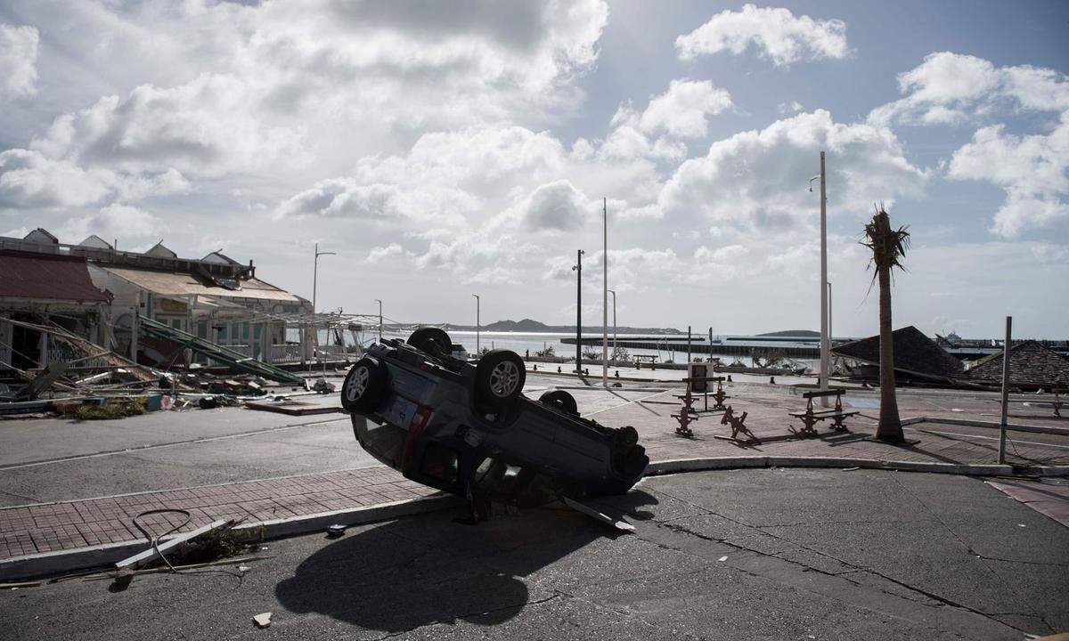 Die Folgen des Sturms am Hafen von Sint Maarten, auf der Insel Saint Martin (8.September).